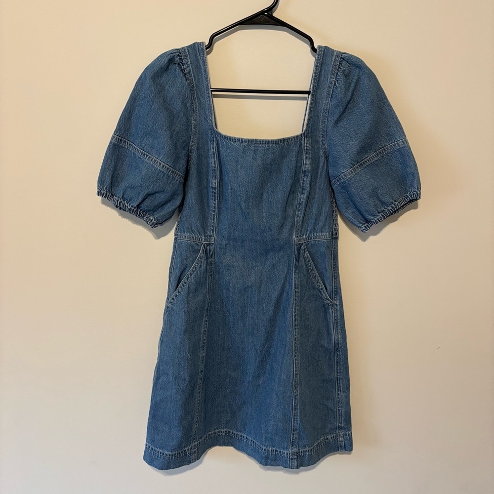 Madewell Maisie Mini Dress Square-Neck Denim Fennwood Wash Size 2 - Picture 3 of 12